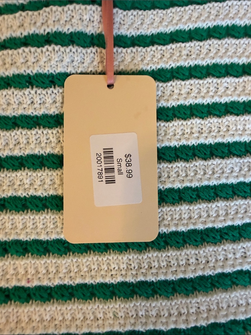 entro Green and White Striped Crochet Top - Picture 3 of 7